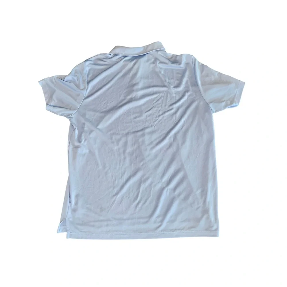 Adidas‎ Mens XL Baby Blue Grey Golf Polo Striped Shirt